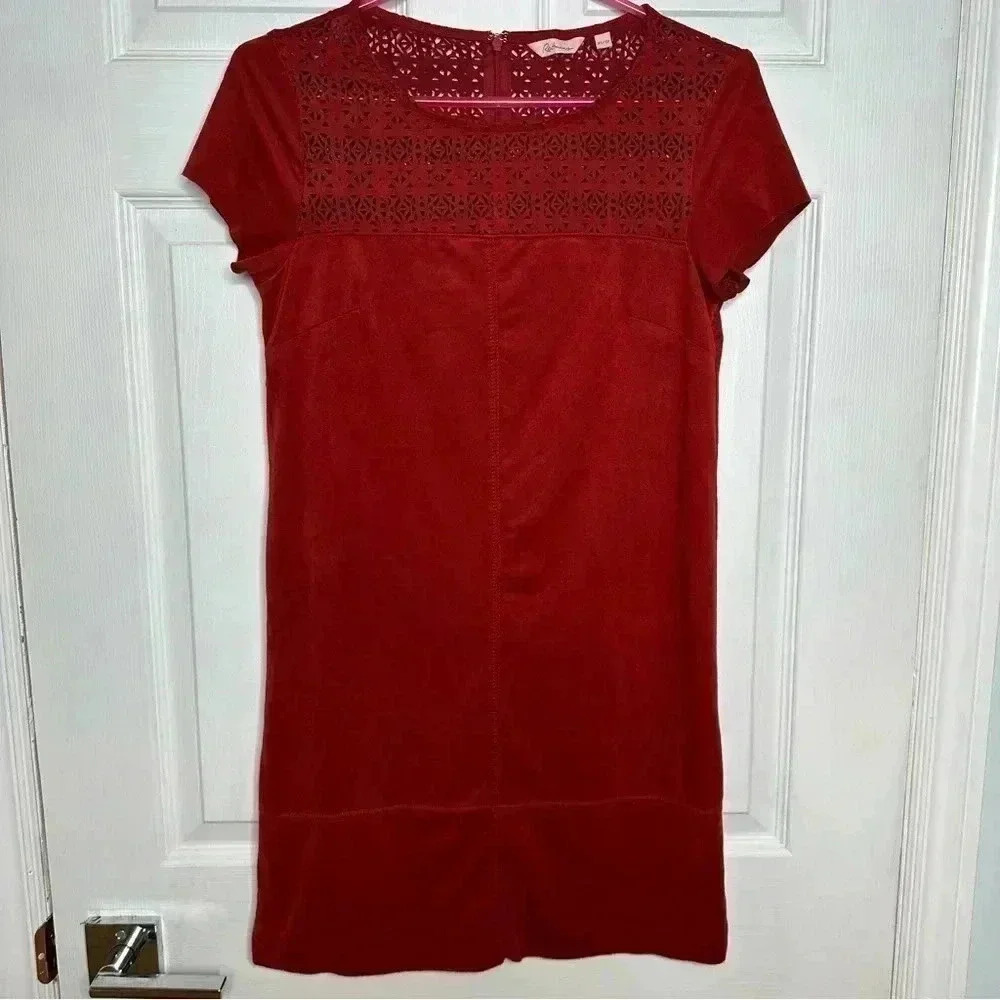 Reitman’s Shift Dress Midi Laser Cut Burn Orange Size Extra Small